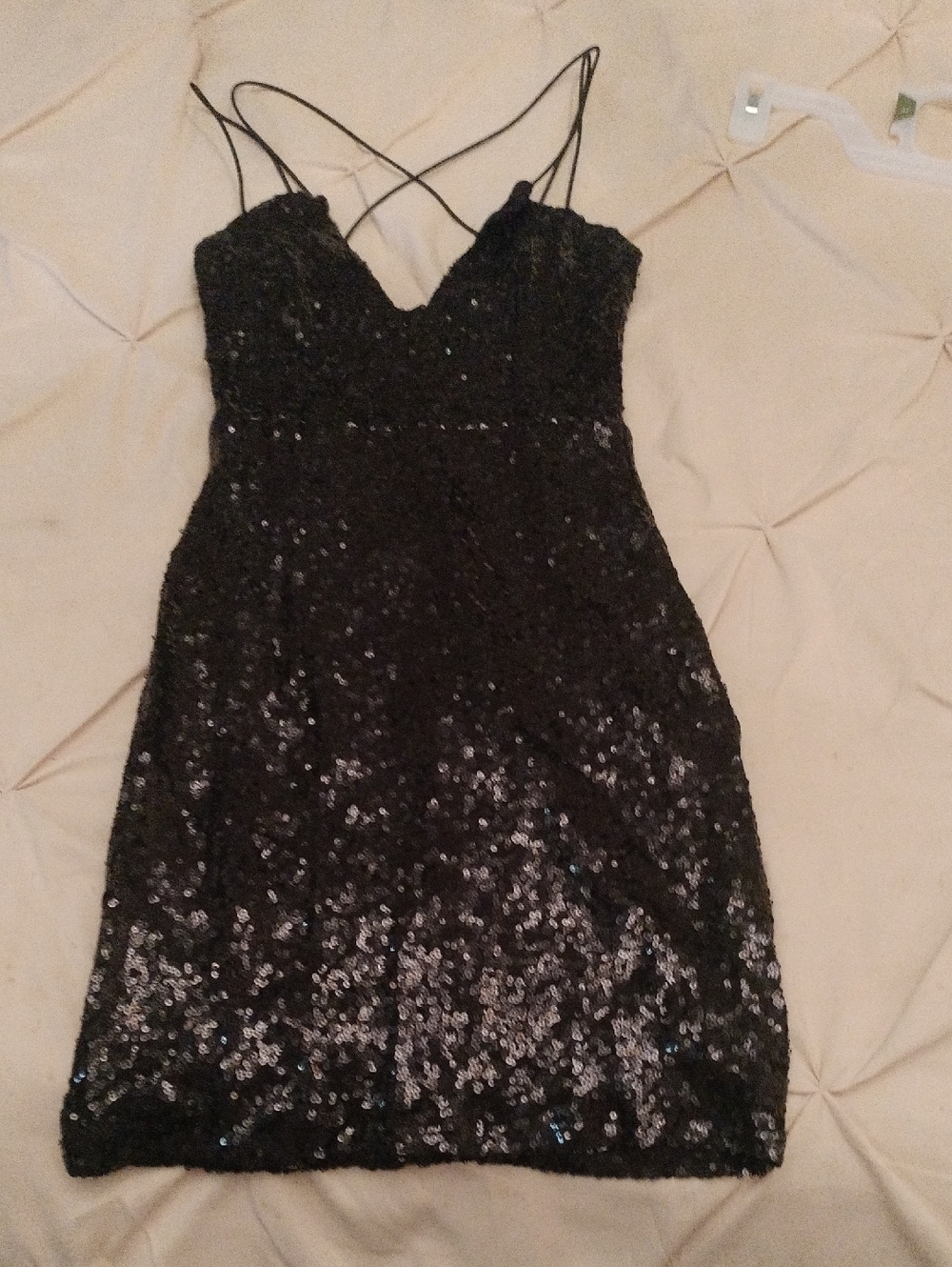 Windsor Black Sequin Mini Dress with Crisscross Straps